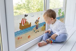 Tryck Pirater - Statisk fönsterfilm för barnrum